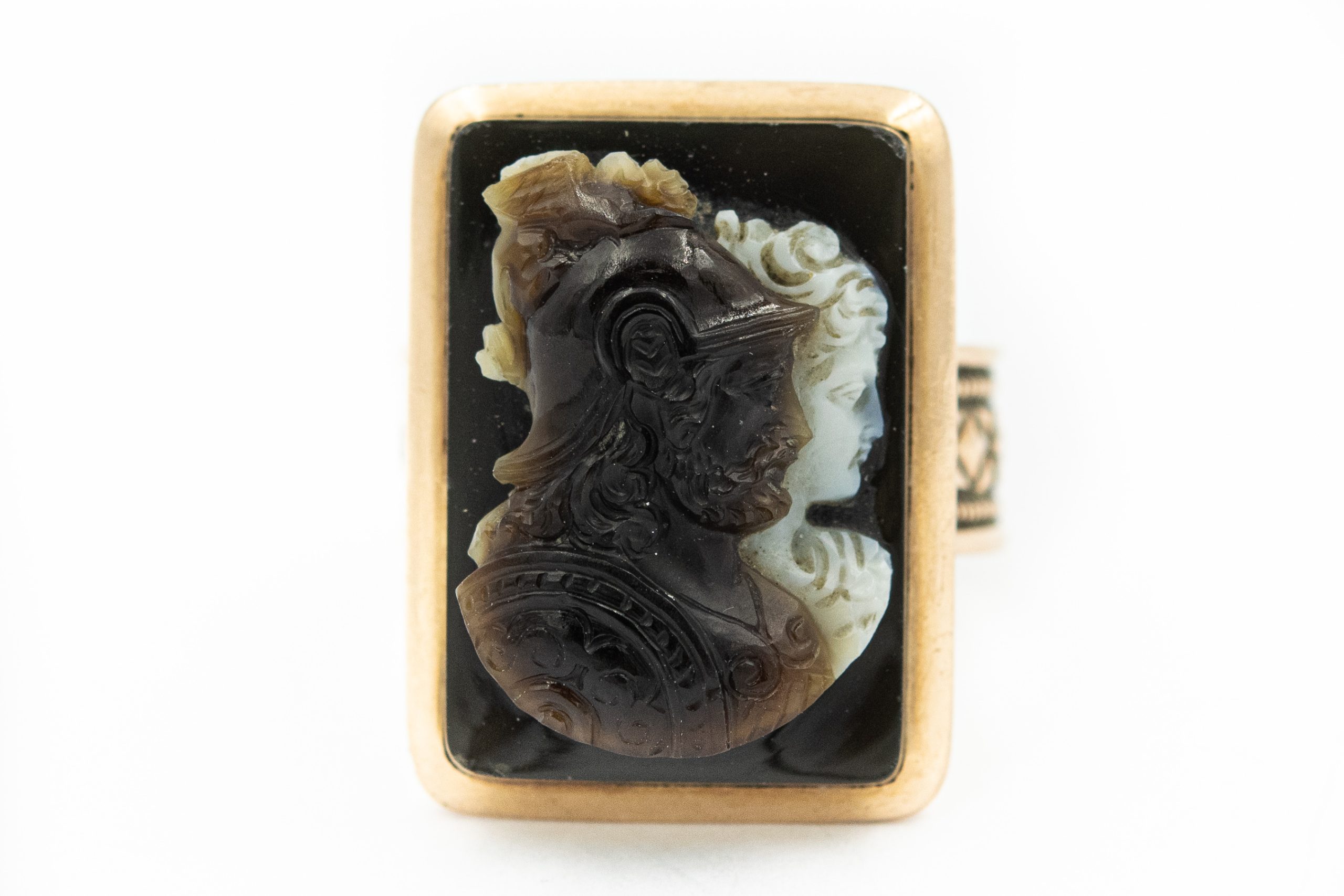Victorian Rose Gold and Hardstone Cameo Ring