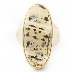 Victorian Yellow Gold and Plume Agate Ring