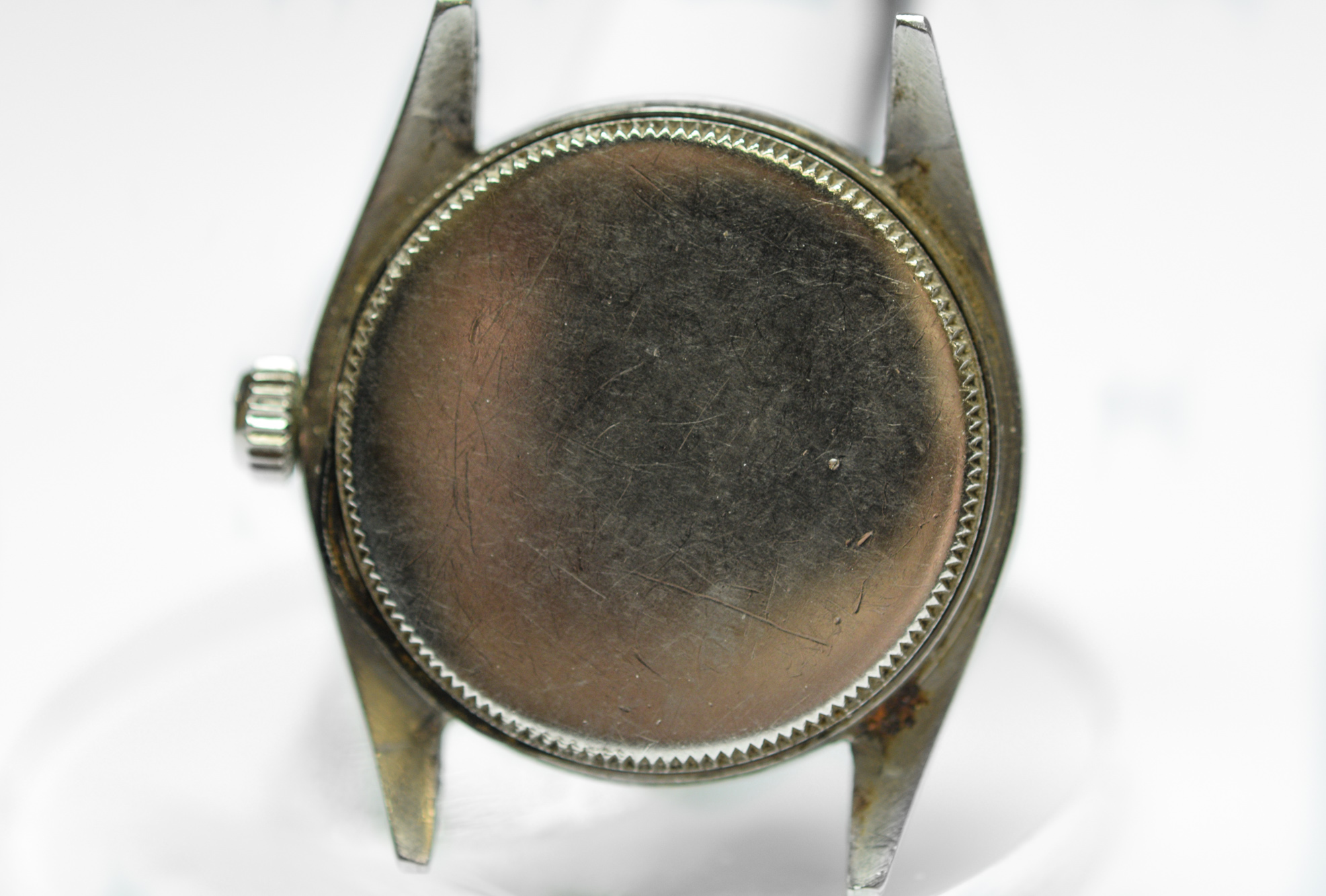 MK Personal Collection Steel Rolex Oyster Speedking Glossy Tropical Dial Wristwatch Ref 6420 Circa 1961