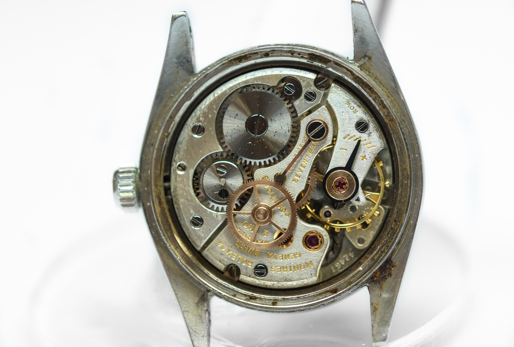 MK Personal Collection Steel Rolex Oyster Speedking Glossy Tropical Dial Wristwatch Ref 6420 Circa 1961