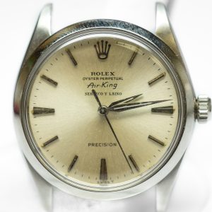 MK Personal Collection Rare Steel Rolex Oyster Perpetual Air King "Serpico Y Laino" Ref 5500 Wristwatch Circa 1964
