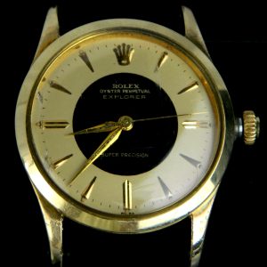 MK Personal Collection Rare Bulls Eye Dial Rolex Explorer Super Precision Ref 5506 Wristwatch No. 465871 Circa 1959