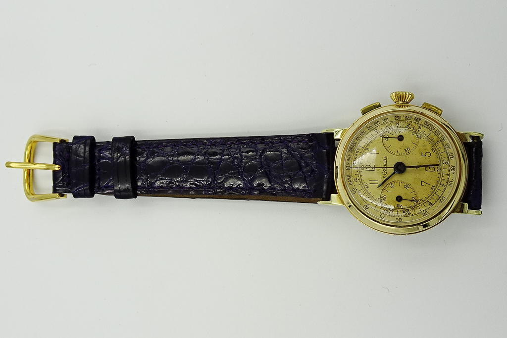 MK Personal Collection - Rare Early Gold LeCoultre Fancy Case Chronograph Wristwatch Cal. 281 Circa 1940's