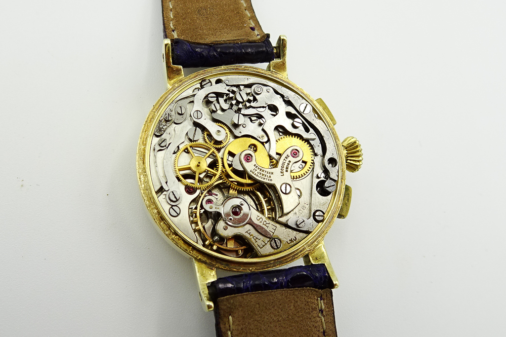 MK Personal Collection - Rare Early Gold LeCoultre Fancy Case Chronograph Wristwatch Cal. 281 Circa 1940's