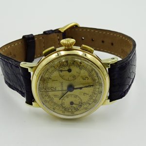 MK Personal Collection - Rare Early Gold LeCoultre Fancy Case Chronograph Wristwatch Cal. 281 Circa 1940's