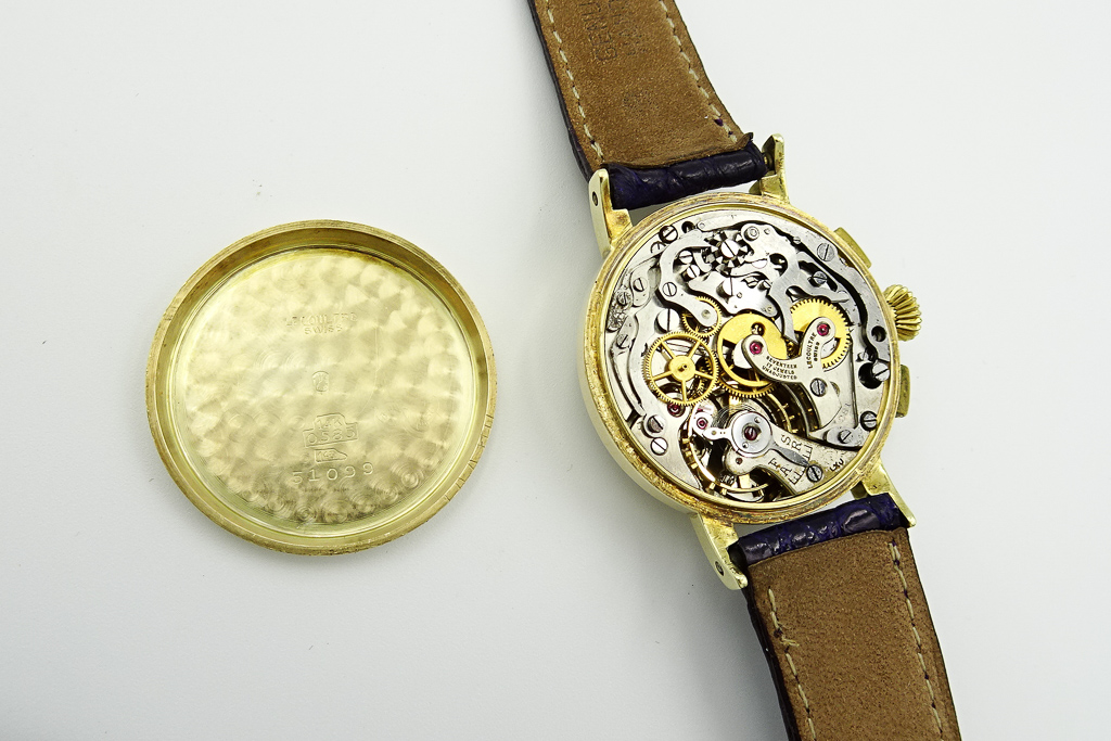 MK Personal Collection - Rare Early Gold LeCoultre Fancy Case Chronograph Wristwatch Cal. 281 Circa 1940's