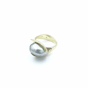 Estate Yellow Gold and Pearl Ring by Ed Wiener