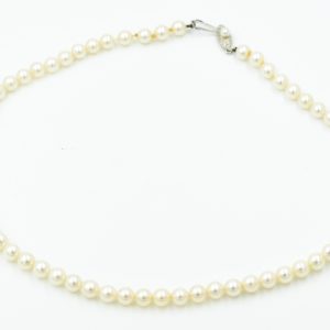 1950's Mikimoto Pearl Necklace with White Gold Clasp