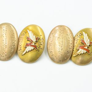 Rare Yellow Gold Cufflinks Belonging to Percy Jones World Title 1914