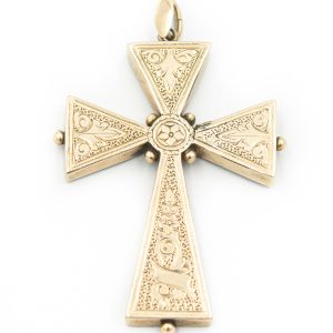 Victorian Yellow Gold and Onyx Cross Pendant