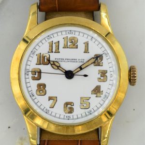MK Personal Collection Unique 18K Center Sweep Seconds Officers Watch By Patek Philippe Circa 1917