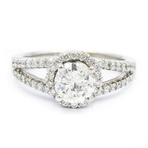 Contemporary White Gold and Diamond Engagement Ring