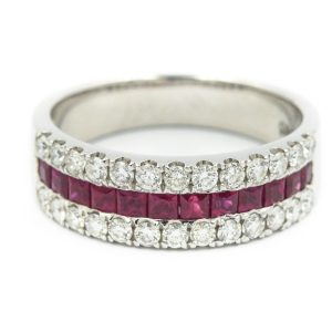 Contemporary White Gold Ruby and Diamond Ring