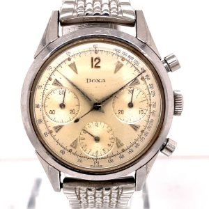 MK Personal Collection - Rare Steel Triple Register Doxa Daytona Valjoux 72 Wristwatch Circa 1960's