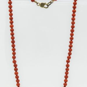Estate Coral Bead Necklace with Sterling Clasp