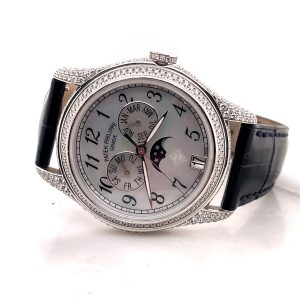 MK & DK Personal Collection - Patek Philippe 18K White Gold Mother of Pearl Arabic Diamond Set Wristwatch 4937G-001