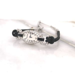 MK & DK Personal Collection - Rare Platinum Black and White Art Deco Cartier Wristwatch Circa 1925