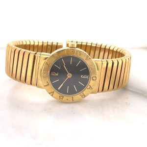 MK & DK Personal Collection Not For Sale - Ladies 18K Yellow Gold Bulgari Tubogas Wristwatch Ref 2828 Serial # A.5006