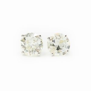 Estate White Gold and Diamond Stud Earrings