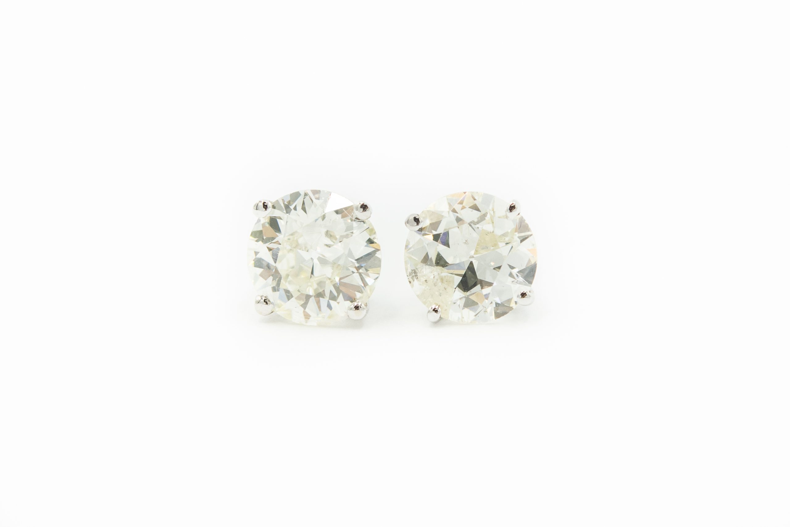 Estate White Gold and Diamond Stud Earrings