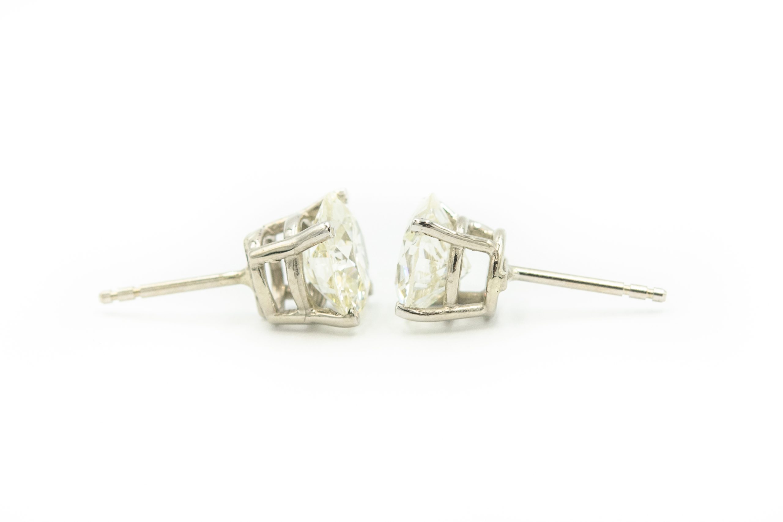 Estate White Gold and Diamond Stud Earrings