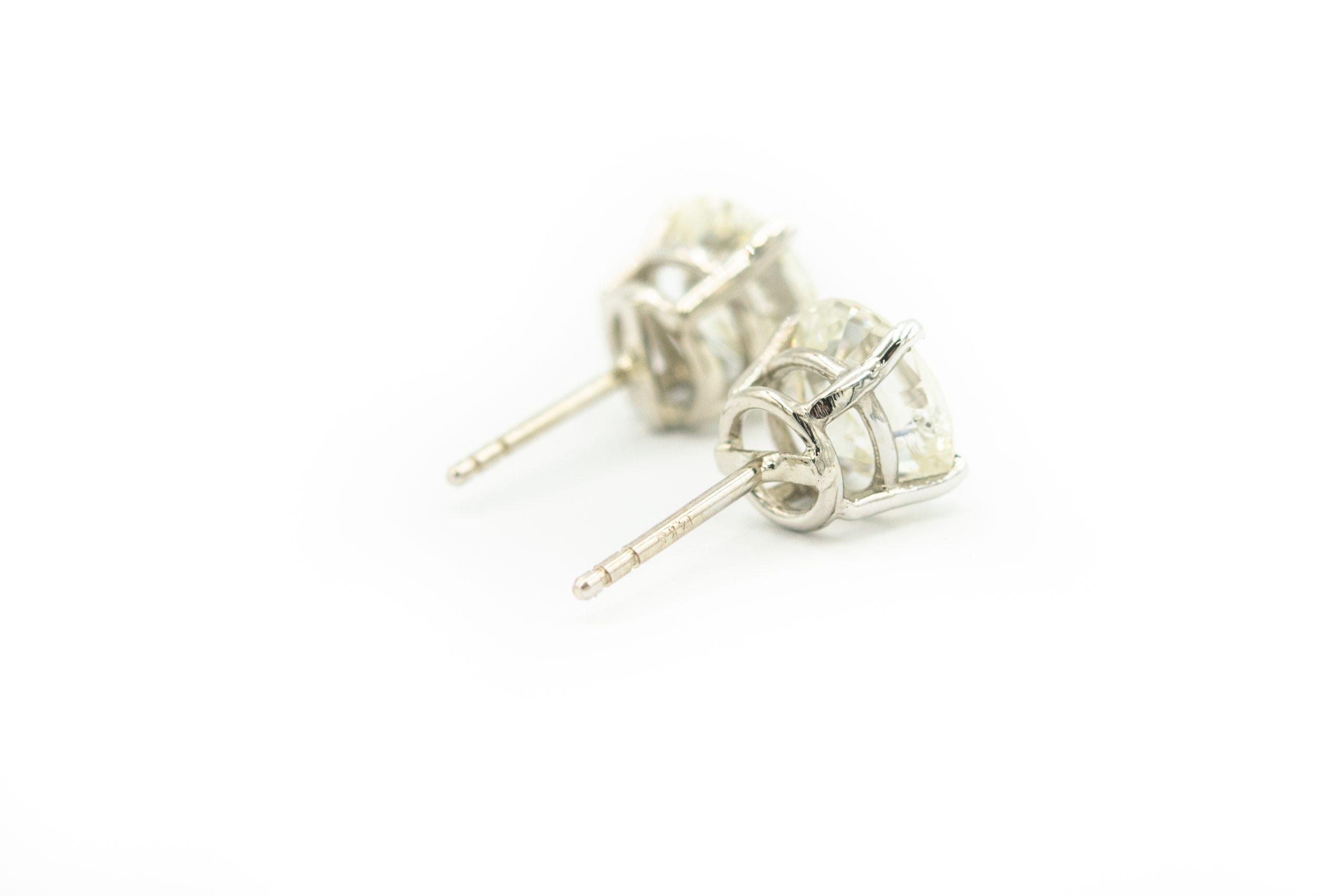 Estate White Gold and Diamond Stud Earrings
