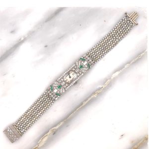 MK & DK Personal Collection - Unique Swiss Art Deco Platinum Diamond & Natural Pearl Wristwatch Circa 1930's