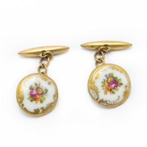 Estate Victorian Porcelain Cufflinks