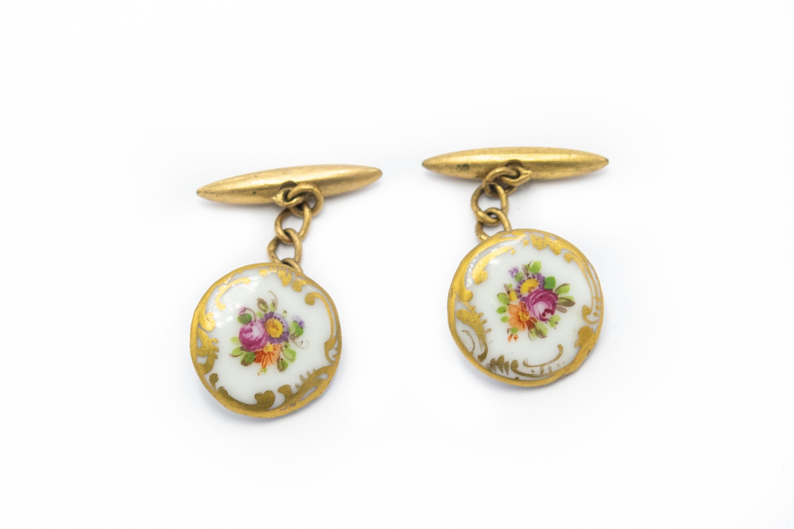 Estate Victorian Porcelain Cufflinks