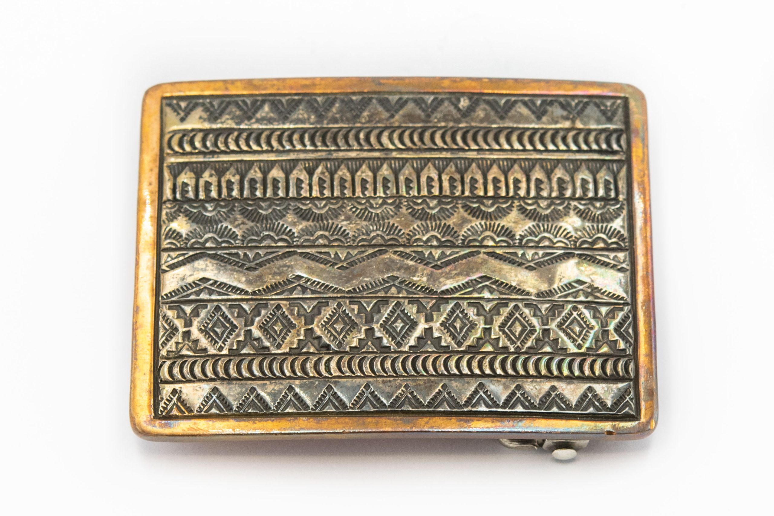 Estate Randy Secatero Medicine Mans Moons Silver and Copper Belt Buckle