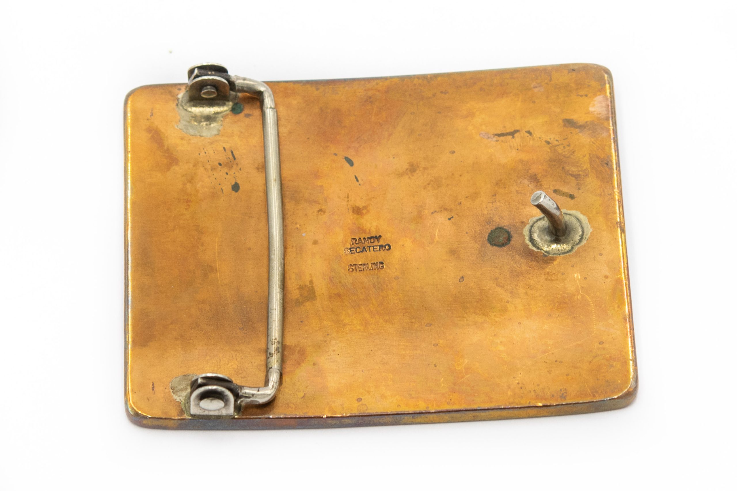 Estate Randy Secatero Medicine Mans Moons Silver and Copper Belt Buckle