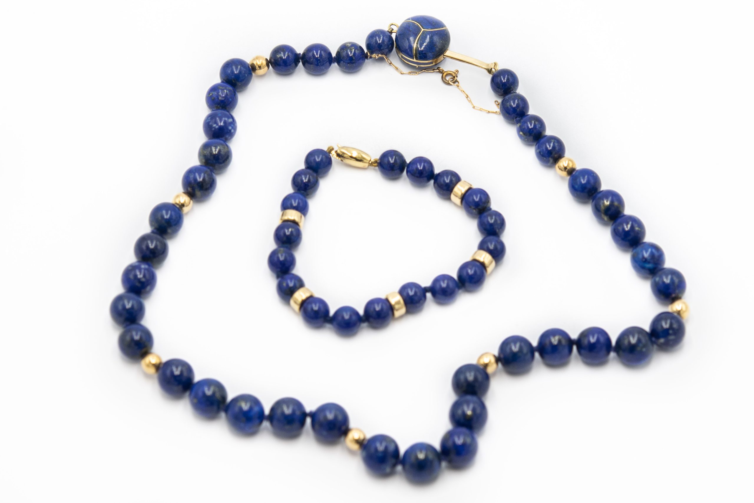 Estate Lapis Lazuli Necklace and Bracelet Suite