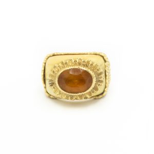Estate Yellow Gold Citrine and Ivory Ring by Buccellati