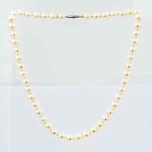 Estate Pearl Necklace and White Gold Clasp