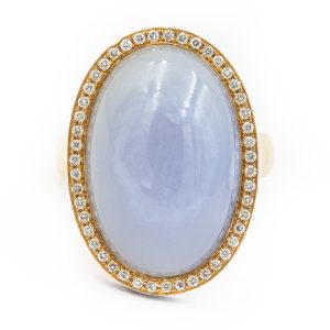 Estate Zorab Creations Rose Gold Diamond and Chalcedony Ring