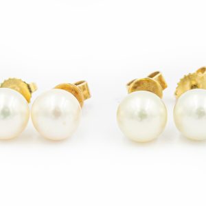 Estate Yellow Gold and Pearl Earrings (2 Pair)