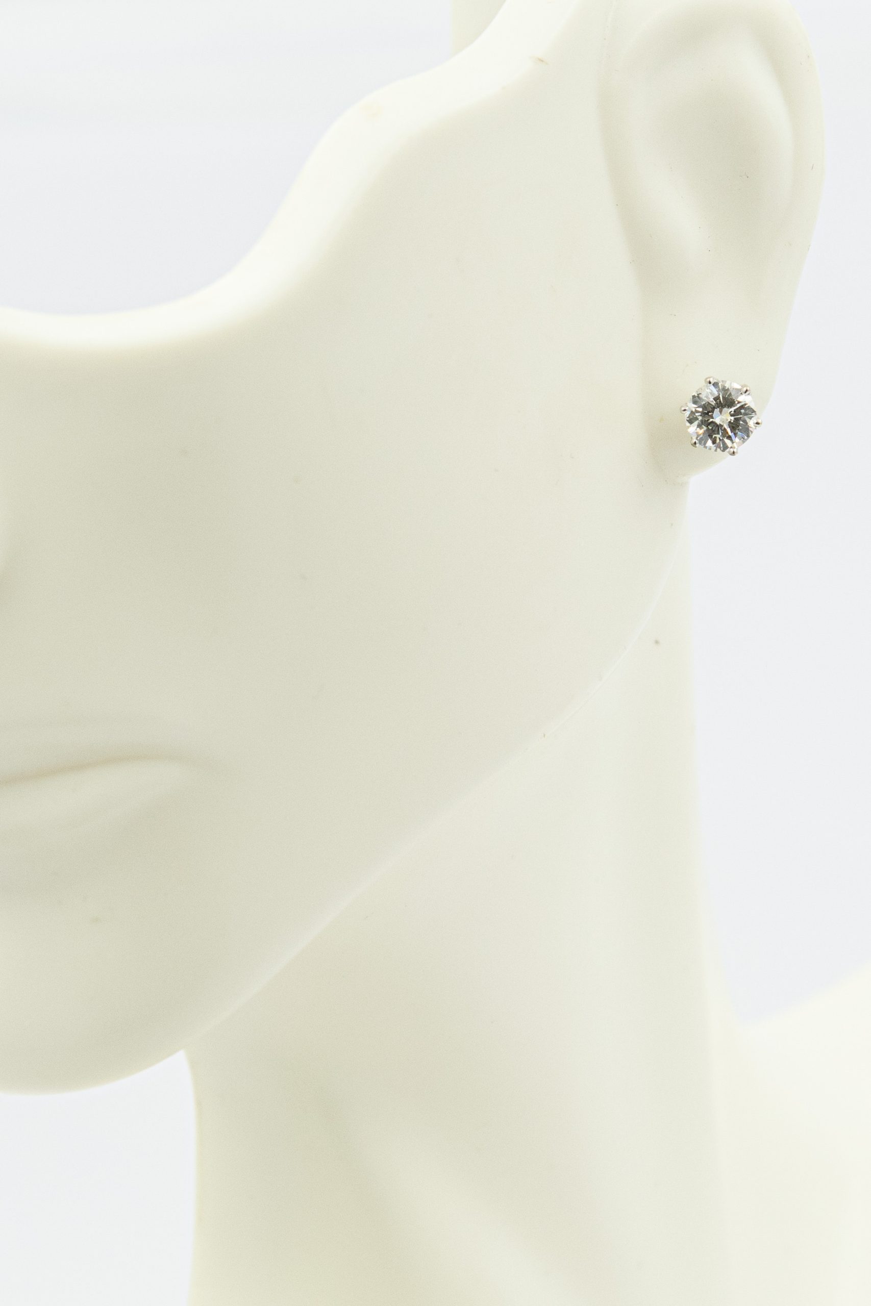 Estate White Gold and Diamond Stud Earrings