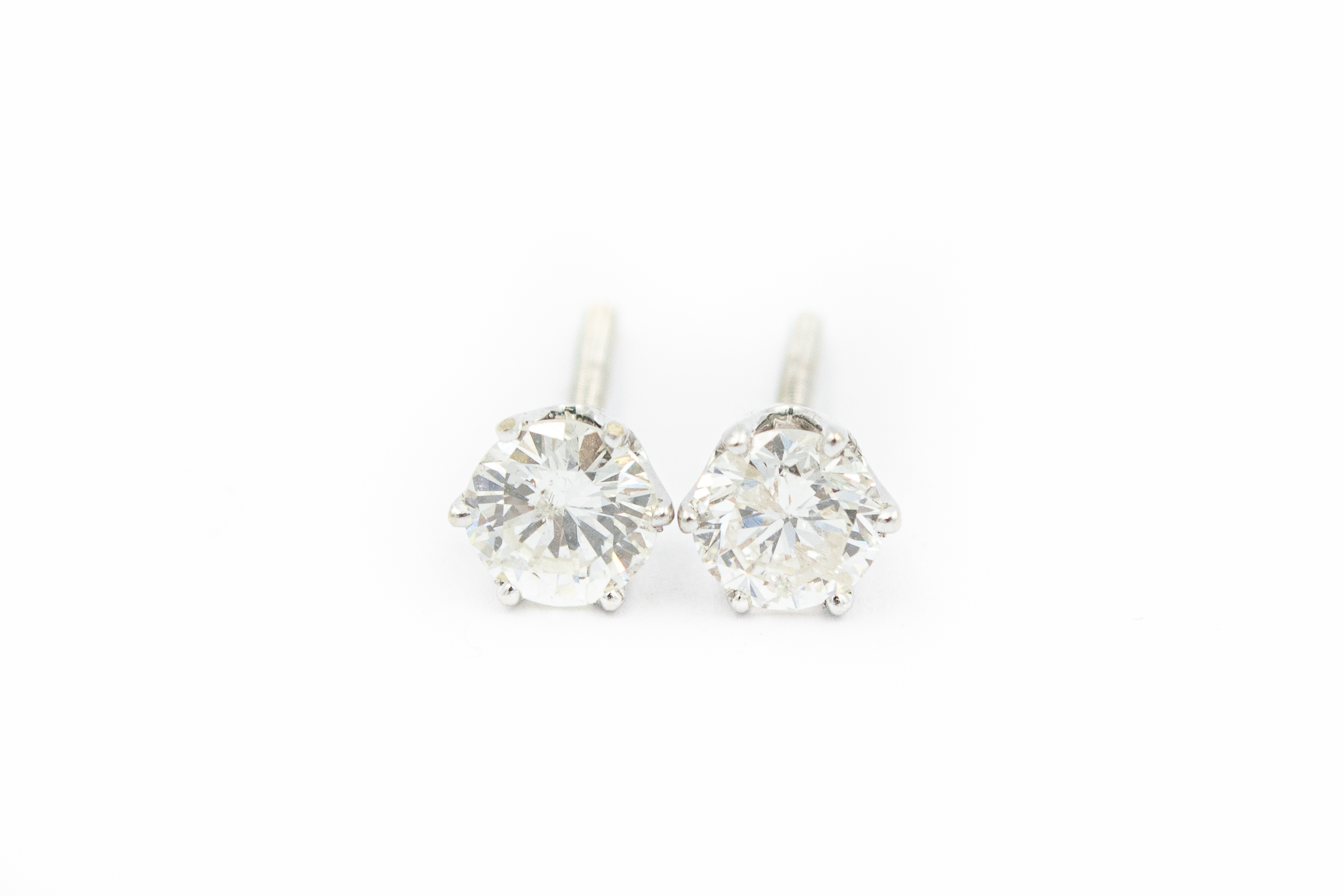 Estate White Gold and Diamond Stud Earrings