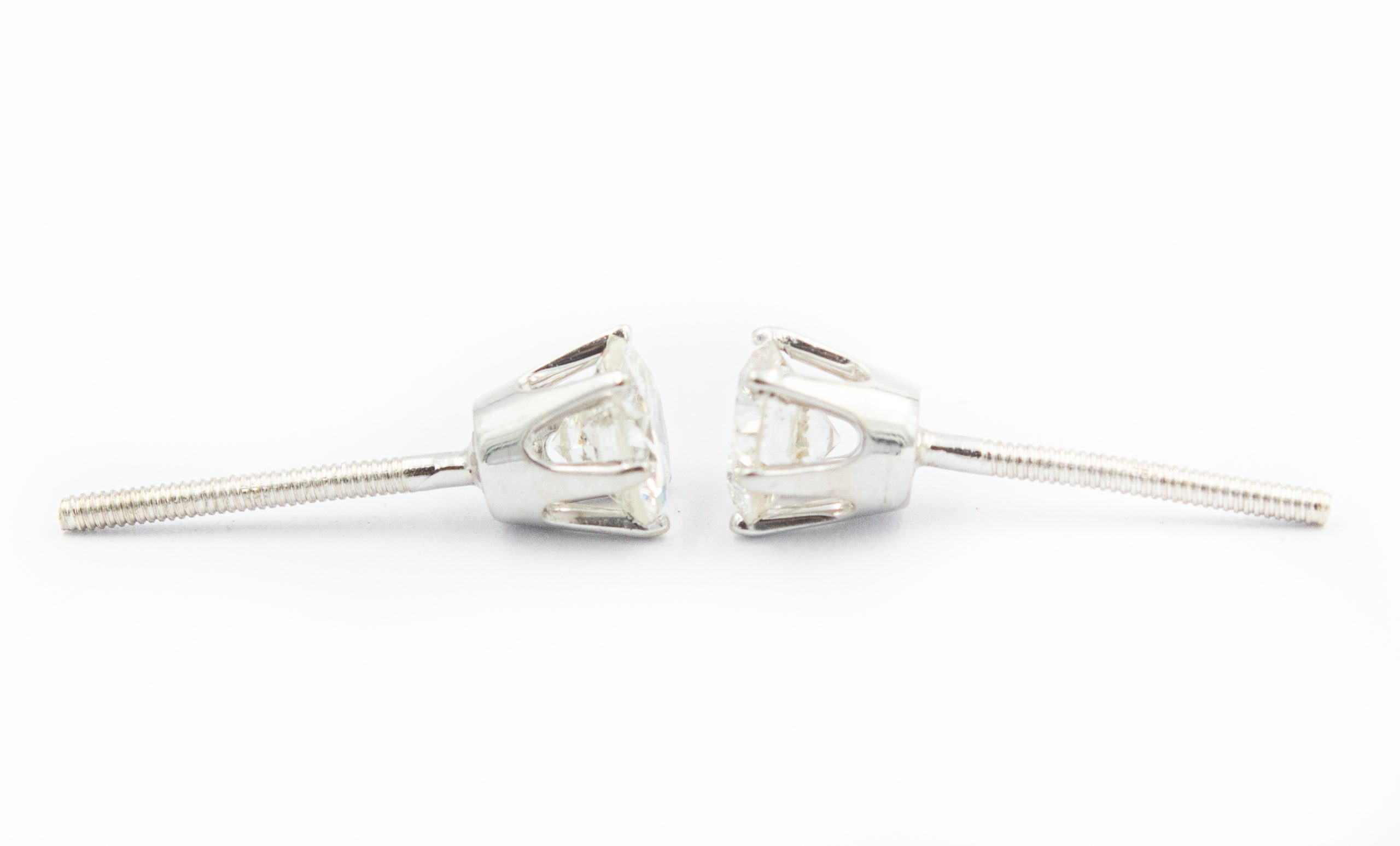 Estate White Gold and Diamond Stud Earrings