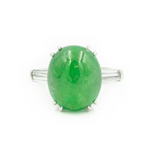 Estate Platinum Jade and Diamond Ring Mason Kay Report 211105-1039