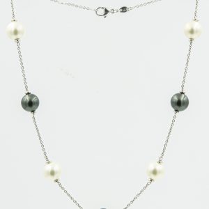 Estate White Gold and South Sea Pearl Necklace