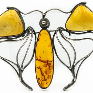 Estate Bohemian Amber Butterfly's Brooch