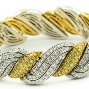 Estate Two Toned Gold and Fancy Color Diamond Bracelet