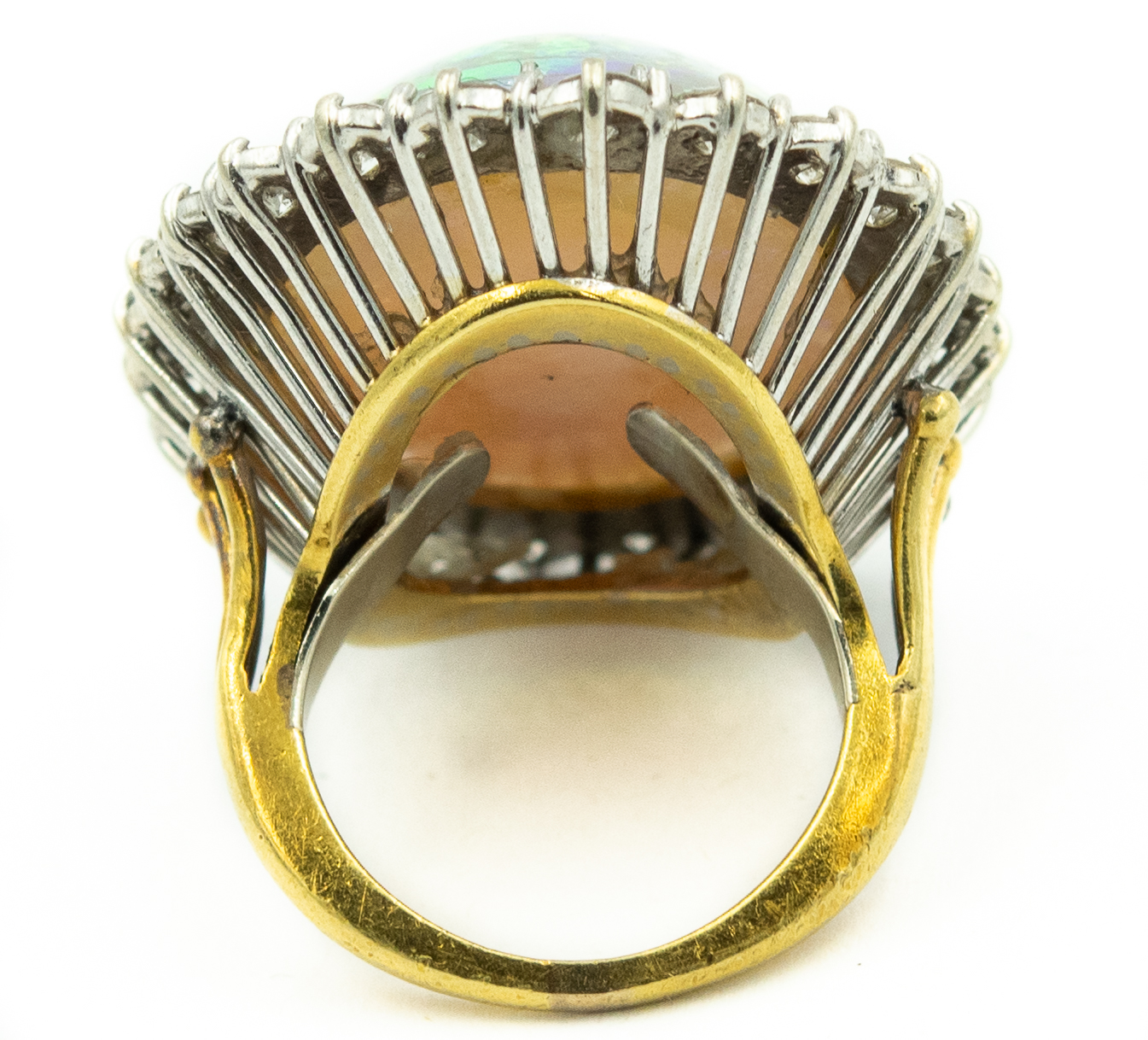 Estate Platinum Gold Diamond and Australian Opal Ring