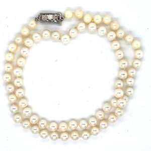 Estate Single Strand Cultured Pearl Necklace by Mikimoto