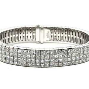 Estate White Gold and Invisibly Set Diamond Bracelet by Christopher