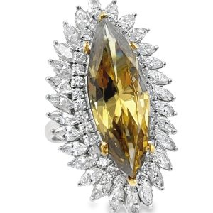Estate Large Fancy Deep Brown Yellow Diamond Ring