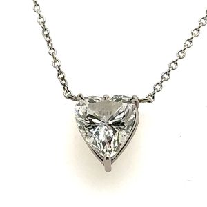 Estate Platinum and Diamond Heart Pendant Necklace