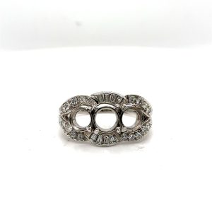 Estate Platinum and Diamond Semi Mount Ring