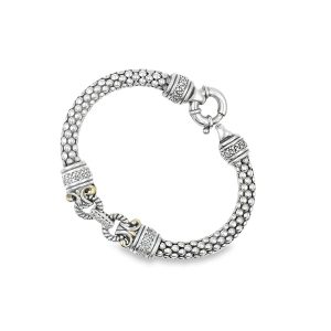 Estate Vintage Gold and Sterling Silver Diamond Classic Bracelet by Gabrielle Bruni